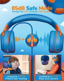 S Headphones Wired Toddler Headphones With Microphone, Over-Ear Headphones, 85/94dB Volume-Limiting, 3.5mm Jack, Foldable On-Ear Design -  & Comfortable Learning & Tertainmt