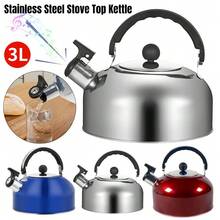2PCS Stainless Steel Whistling Kettle 3L Stove Top Hob Kitchenware Tea Camping UK - Silver - View 3
