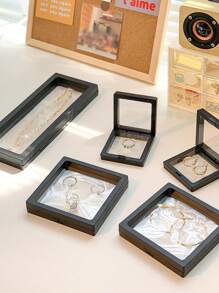 Acrylic 3D Floating Display Storage Box - Acrylic Jewelry Storage Box With Elastic Film, For Necklaces, Bracelets, Rings, Coins, Earrings And Pins Transparent Hanging Organizer - Retail And Personal Use Gift Box, Jewelry Gift Box, Transparent Design, Secure Closure For Women Storage Organizer Travel Essentials Gift Back To School