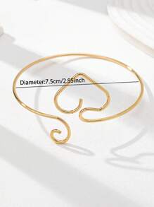 1 pièce Brassard en fil métallique doré de design de cœur. Brassard de bras pour femme, bijou de corps mode convenant pour le port quotidien, les fêtes et les vacances