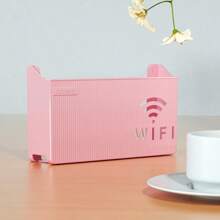 1pc Router Storage Box With 2pcs Adhesive Strips, Multi-Colors Available, High Quality Material, Modern Minimalist Design Won't Block Signal, Colorful Wavy Pattern, Rectangular With Hollow WIFI Logo Detail, For Storing Router, Suitable For Home