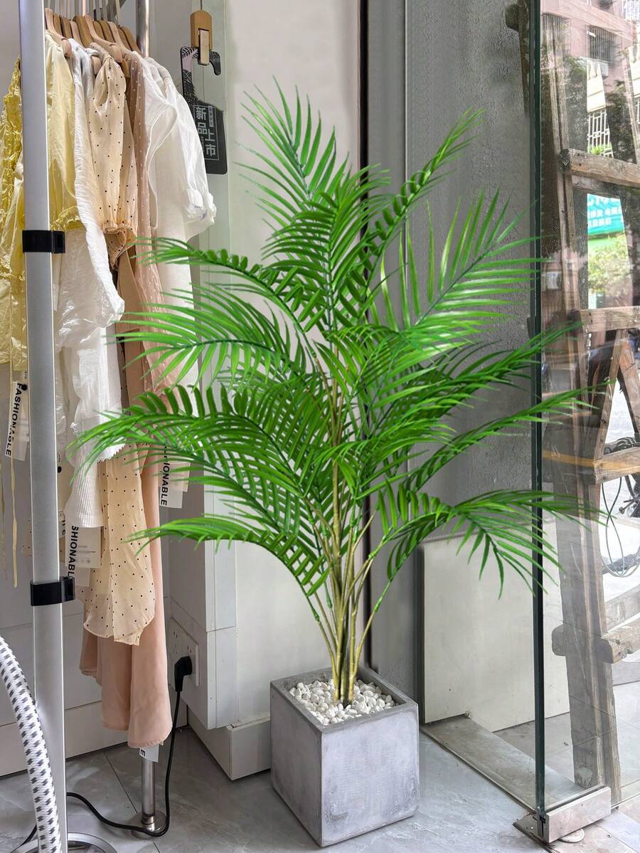 50-88厘米大型人造棕榈植物，仿藤竹枝，塑料棕榈叶，质感逼真，蕨类叶片，仿真树枝，适用于家居、办公室、厨房装饰，不含花盆，1株
