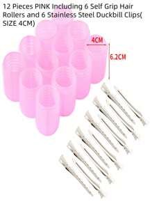 12/18/24 Stücke Lockenstab Haarwickler Set mit 12 selbsthaftenden Haarwicklern und 12 Edelstahlclips, geeignet für langes, mittellanges, kurzes, dickes und feines Haar, Pony und Volumen Locken, Haarstyling Set, Haarpflegewerkzeug, Schönheitsaccessoire Geschenk für Frauen