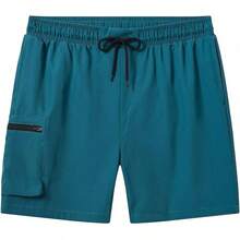 Bañadores para hombres de secado rápido, shorts de playa con bolsillos con cremallera y forro de malla - Yd8 Verde oscuro - Ver 1