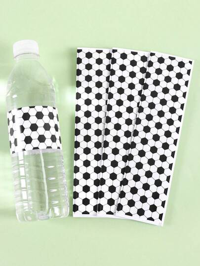 10 piezas de etiquetas para botellas de agua con diseño de balón de fútbol en blanco y negro, suministros para fiesta con tema deportivo, decoraciones para fiesta de cumpleaños con tema de fútbol, también adecuado para portátiles