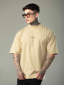 DMUNIZ Oversized Streetwear Turtleneck Printed Chest T-Shirts Kit 2 - 黑色/卡其色 - 查看 3