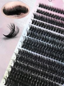 14 filas de pestañas postizas de imitación de visón 3D, 280 racimos, rizado D de 0.07mm, longitud mixta de 8-16mm, pestañas individuales rusas 3D naturales, herramientas de maquillaje