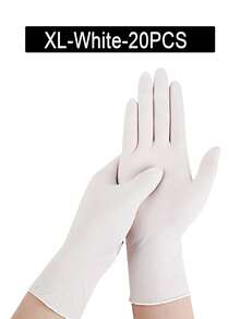 白色一次性丁腈手套，无粉，无乳胶，耐用家用清洁手套，防水手套，适用于厨房清洁、纹身、染发、宠物、美容院、清洁用品、家用工具 - 白色 - 查看 22