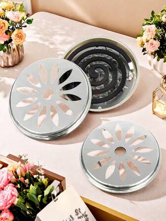 1pc/2pcs/4pcs Fire-Resistant & Heat-Resistant Mosquito Coil Holder - Round Stainless Steel Mosquito Coil Stand, Bathroom & Home Decor, Indoor Insect Repellent, Minimalistic & Stylish Design, Random Color