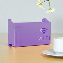 1pc Router Storage Box With 2pcs Adhesive Strips, Multi-Colors Available, High Quality Material, Modern Minimalist Design Won't Block Signal, Colorful Wavy Pattern, Rectangular With Hollow WIFI Logo Detail, For Storing Router, Suitable For Home