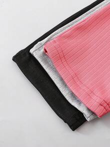 Chatreadl 3pcs/Set Girls' Cute Casual Sleeveless Ribbed Knit Romper - Multicolor - View 5