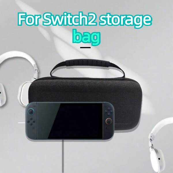Funda protectora negra a prueba de golpes y agua para 2, que se puede usar como soporte para consola y bolsa de almacenamiento para juegos portátiles