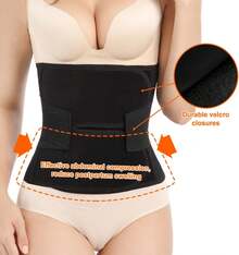 Postpartum Belly Band,C Section Belly Binder,Abdominal Binder Post Surgery Girdle,Tummy Tuck Compression Wrap Waist Trainer Black - Black - View 9