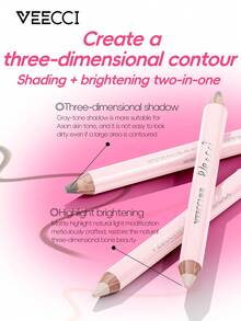 VEECCI 双头荧光笔修饰笔自然持久女款阴影棒立体感 - 粉色 - 查看 2