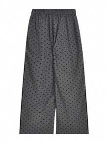 2025 Summer Women's Casual High Waist Slim Polka Dot Straight Leg Pants - Grey - View 6