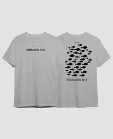 Romans 12:2 Transform Through Renewal Jesus Christ T-Shirt 100% Cotton Unisex Blouse - 灰色 - 查看 3