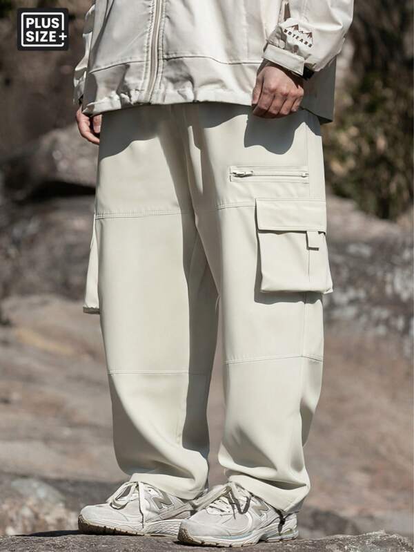Pantalones cargo de hombre talla grande, pantalones cargo informales y versátiles para exteriores con bolsillos grandes, impermeables y de chándal