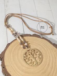 1 pieza Collar de metal con cuentas con diseño del árbol de la vida, adecuado para uso diario de mujer