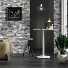 1 Rolle graues Ziegelstein-Tapete zum Abziehen und Kleben, selbstklebende abnehmbare PVC Vintage Ziegelstein-Kontakttapete mit Faux-Textur, Wohndekoration für Schlafzimmer, Badezimmer, Küche, Büro, Wohnzimmer, Möbel, Wanddekoration