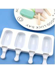 1pc-4 Grids + 50 Sticks Make Your Own Cold Drinks: High-Quality Reusable Silicone Ice Cream And Popsicle Molds - Easily Make Delicious Homemade Ice Cream Sticks And Popsicles, Enjoy Summer Fun - Multicolor - View 6