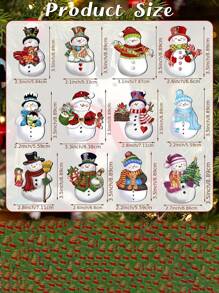 12 pièces Décorations de Noël en bois bonhommes de neige, décorations d'arbre de Noël en bois, fournitures pour fête de Noël
