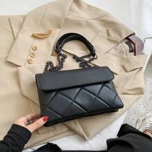 Women's Black Quilted Flap Shoulder Bag