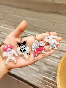 Sanrio 1pc Hello Kittyes Kuromi Cinnamoroll Acrylic Keychains - Cute Cartoon Keychain Pendants Funny Fitness Styling
