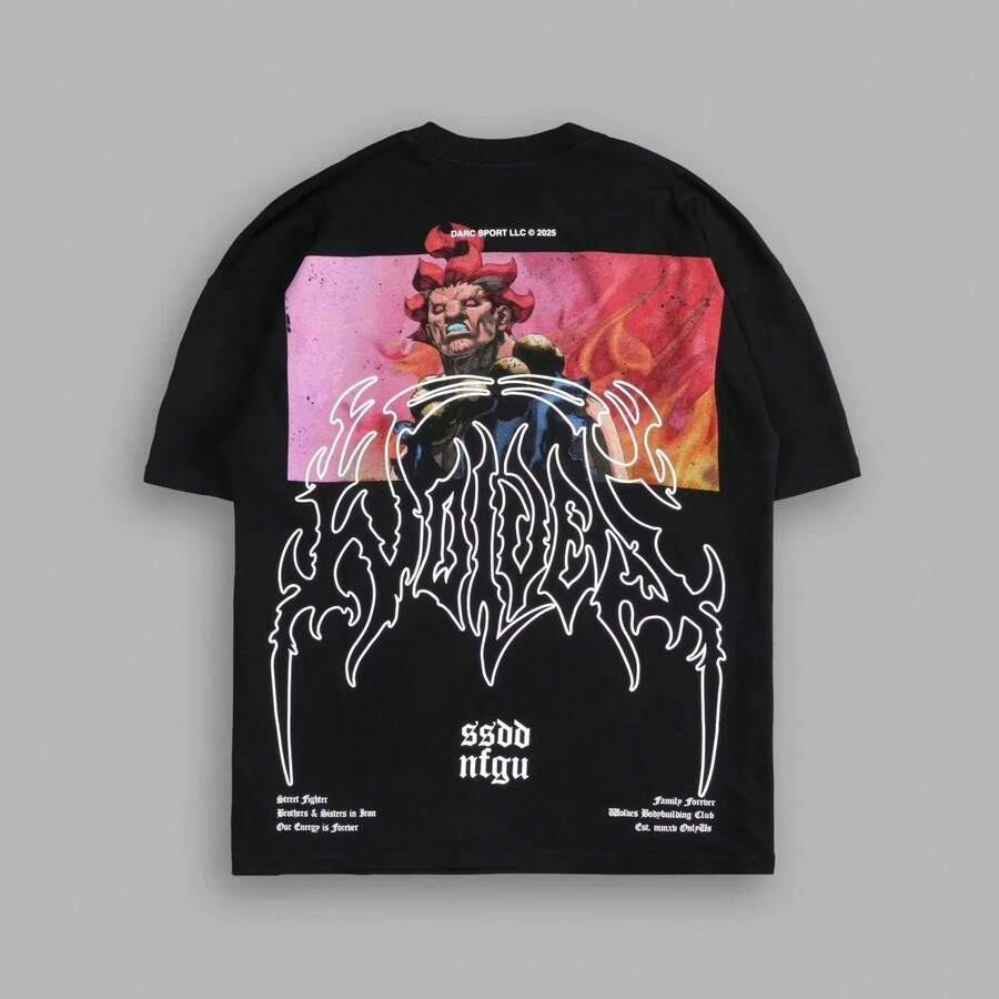 DARC SPORT Brand Cotton Men's T-Shirts New Premium NFGU Wolves Hip Hop Oversized Gym Tee Unisex Couple T Shirt DARCSPORT Tops - 黑色 - 查看 1