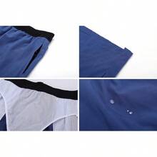Bañadores para hombres de secado rápido con bolsillos con cremallera y forro de malla - Azul marino - Ver 4