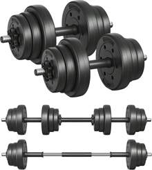 Juego de Mancuernas 2 en 1, Mancuernas Ajustables de 20/30 kg, con Barra Adicional, Gimnasio de Casa, Negro Tinta - 20.0 Kilogramos - Ver 5