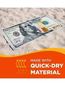Oversized Large Beach Towel, 31''x71'' Microfiber Uick Dry Lightweight Sand Free Beach Towel With 100 Dollar Pattern - 100 Dollar - View 3