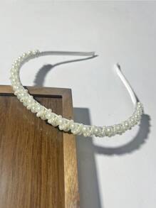 5/1 szt. damska biała ręcznie robiona opaska na głowę z pereł syntetycznych, minimalistyczna, modna, na co dzień, odpowiednia na imprezę, dla druhny, panny młodej, prezent dla kobiet, matki, ozdoba na głowę