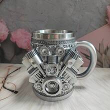1 pieza Taza de acero inoxidable con diseño de motor V8, taza de café de acero inoxidable personalizada, diseño de motor V8 y V6, duradera y elegante, perfecta para entusiastas de los automóviles - Multicolor - Ver 5