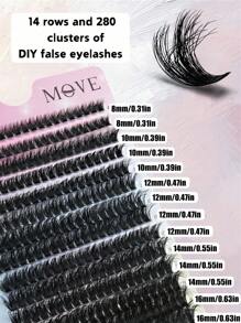 14 filas de pestañas postizas de imitación de visón 3D, 280 racimos, rizado D de 0.07mm, longitud mixta de 8-16mm, pestañas individuales rusas 3D naturales, herramientas de maquillaje