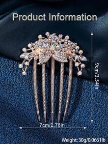 1 pieza Peineta de novia elegante con ondas doradas, accesorios para el cabello, accesorios para la cabeza, accesorios para el cabello para mujeres, dama de honor - Dorado - Ver 3