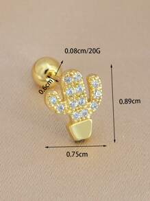 1 pièce Boucles d'oreilles à clous de cactus mini mignon de couleur argent pour femmes. Mode, pour cartilage, tragus, lobe, daith, hélix, conque et perçage corporel.