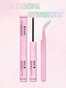 10毫升睫毛胶水及定型液，5毫升卸妆液，镊子，刷子，专业低刺激性睫毛嫁接卸除凝胶，睫毛胶水 - 黑色 - 查看 5