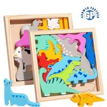 Montessori Early Educational Baby Wooden Animal Jigsaw Puzzle Wooden Puzzle Cartoon Animal Characters Baby Toys