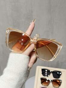 1/4 piezas de gafas de moda para mujer, con montura grande, estilo ojo de gato, de plástico, multicolor, estilo vintage bohemio, elegantes y estéticas, básicas, para otoño e invierno, para festivales musicales, vacaciones, atuendos adecuados para todo tipo de rostros. Accesorios.