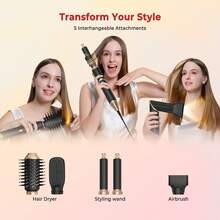 UKLISS Holiday 5-In-1 High Quality Hot Air Brush, Hair Dryer For Salon Quality Styling - Curly, Straight, Fast Drying - US A Type Plug(110-127V) - View 5