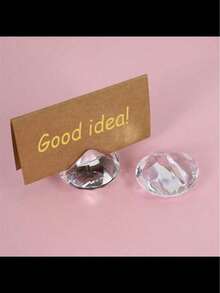 5 piezas de soportes para tarjetas, números de mesa, tarjetas con nombre y soportes para exhibir fotos con cristales y brillantes - transparente - Ver 9