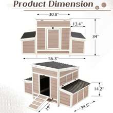 YODOLLA Chicken Cage, 56" Large Wooden Chicken Hutch With 6 Nesting Boxes, Outdoor Hen House Chicken Cage - 棕色 - 查看 5