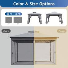 MERAX 10x12 Outdoor Gazebo Tent With Double Roofs, Patio Gazebo With Mosquito Netting, Patio Canopy For Backyard, Garden, Lawn And Deck (Grey) - 10x12-grey - View 8