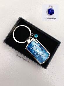 1pc Birthstone Keyring - Birth Stone Keychain - March Birthday Gifts - Friendship Key Ring - Personalised Birthday Gift For Her March Baby ,Valentine's Day Custom Photo Wedding Gift Keychain, Personalised Wedding Date Photo Keychain
