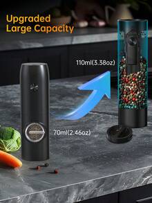 CLITON 2025 Premium Rechargeable Electric Pepper Mill & Salt Grinder Set With LED Lighting - USB-C Rechargeable Lithium Battery (300mAh) / 110mL Capacity / Adjustable Coarseness / Modern Kitchen Gift For Europe And Middle East (Single Unit And 2-In-1 Base Set) - Multicolor - View 6