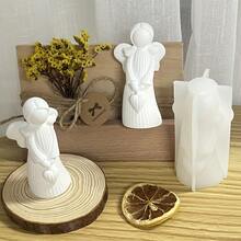 天使抱着心形女孩石膏模具，硅胶模具，用于家居装饰，香薰机 - 白色 - 查看 9