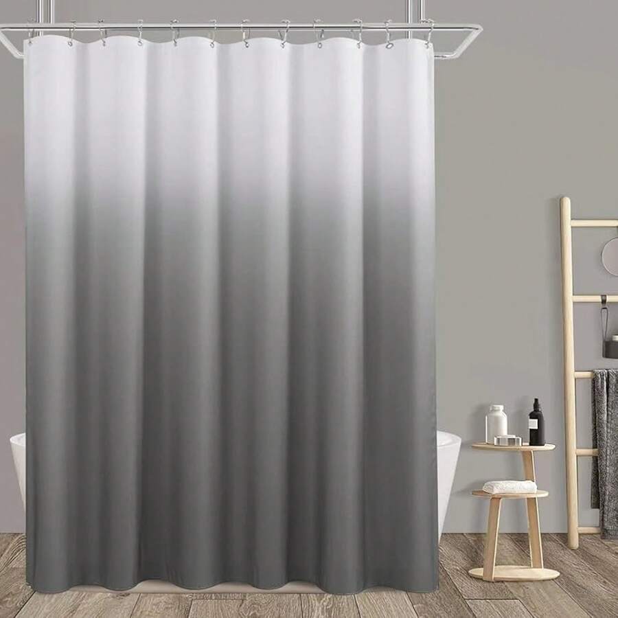 Black And White Shower Curtain, Black Ombre Geometric Men Bath Curtains For Bathroom, Masculine Shower Curtain, Durable And Machine Washable, 72 X 72 Inches, Black White And Gray - 灰色 - 查看 1