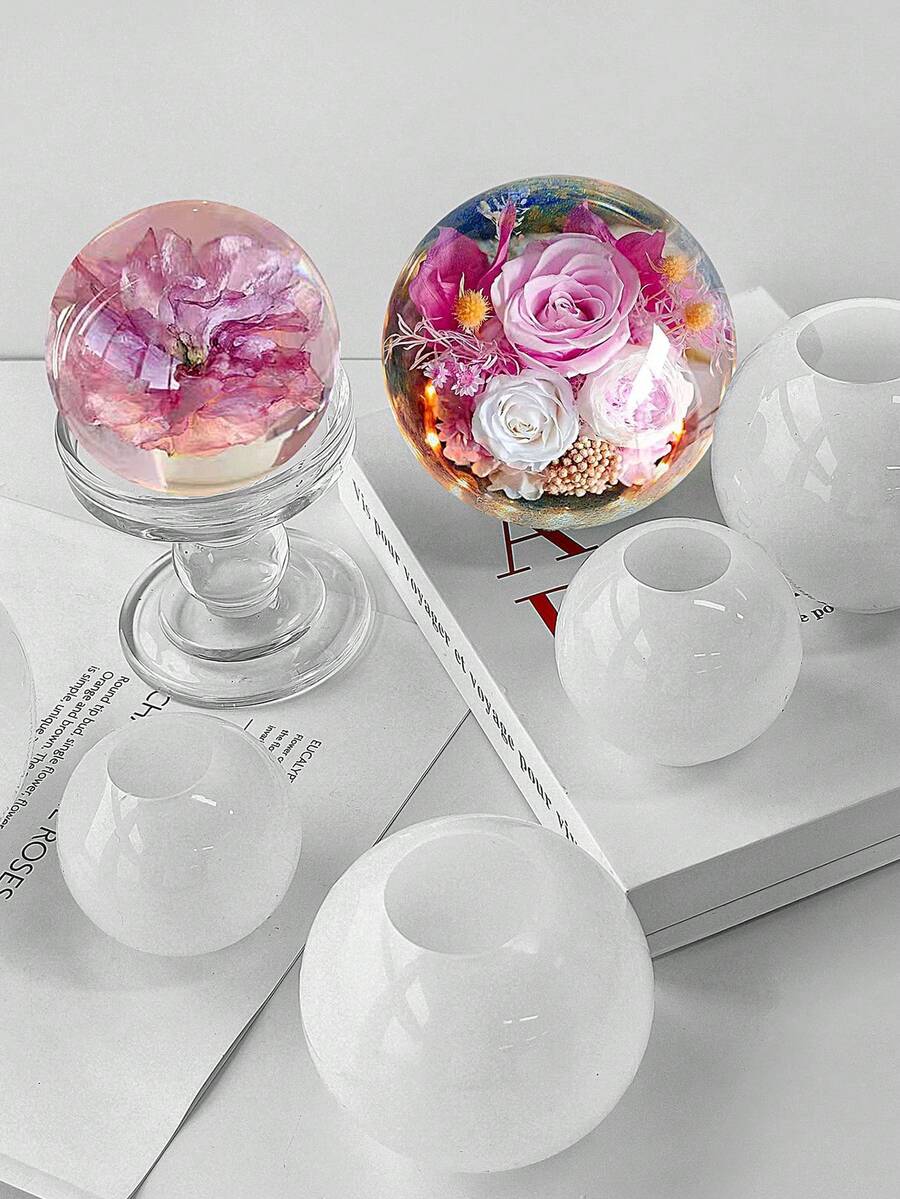 Khuôn trang trí bằng nhựa Epoxy hình cầu pha lê thủ công, Đồ thủ công bằng nhựa hình cầu thiên hà tự làm, Đồ trang trí nghệ thuật để bàn, Trang trí phòng, Đồ trang trí bàn ăn, Đồ trang trí gia dụng, Đúc nhựa Epoxy và thủ công, Vật liệu làm nến thạch cao và bê tông tự làm - trắng - Xem 1