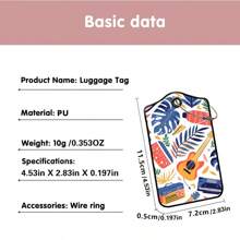 2 peças/conjunto de etiquetas de bagagem com tema de guitarra colorida e vida amorosa, etiquetas de bagagem de material PU com informações de identidade graváveis, cores vibrantes para personalizar malas, mochilas, bolsas ou pacotes grandes