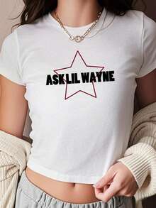 1 件女童休闲印花圆领短袖 T 恤，夏季学生年轻服装 - 简约经典甜美蝴蝶结饮料艺术风格 T 恤激发想象力和自我表达，婴儿 T 恤 Y2K 女孩 - 白色 - 查看 7